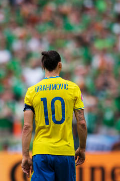 Sveriges Zlatan Ibrahimovic i fotbollsmatchen mellan Irland