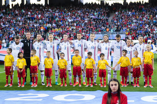 Islands startelva före fotbollsmatchen mellan Portugal och
