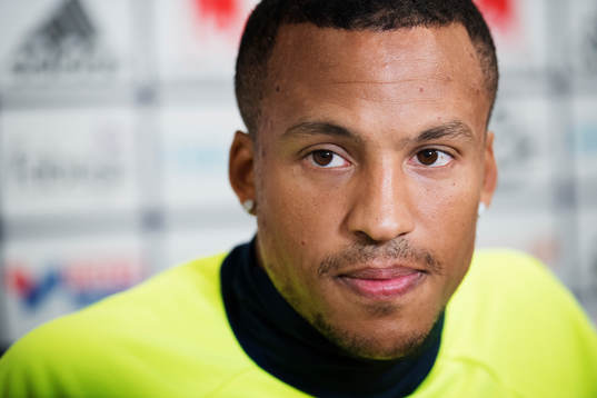 Martin Olsson vid Sveriges fotbollslandslags pressträff