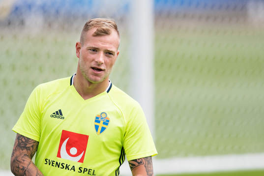 John Guidetti på Sveriges fotbollslandslags träning