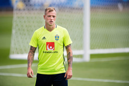 John Guidetti på Sveriges fotbollslandslags träning