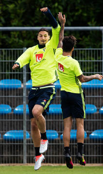 Zlatan Ibrahimovic och Jimmy Durmaz på Sveriges