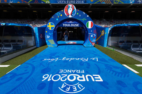 Spelarentrén på Stadium de Toulouse