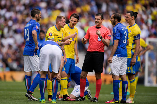 Sveriges John Guidetti, Albin Ekdal och Zlatan Ibrahimovic