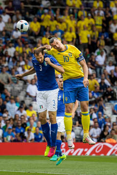 Italiens Giorgio Chiellini och Sveriges Zlatan Ibrahimovic