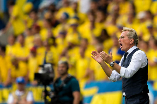Sveriges förbundskapten Erik Hamrén i fotbollsmatchen