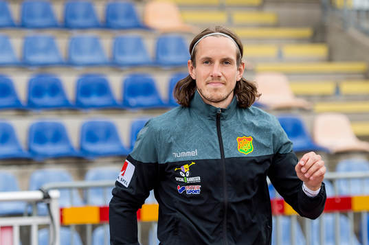 GAIS David Johannesson före fotbollsmatchen i Superettan
