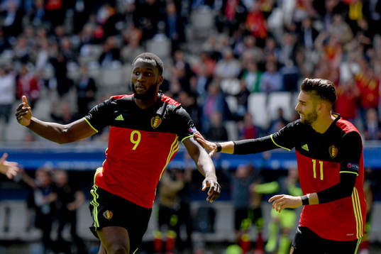 Belgiens Romelu Lukaku jublar
