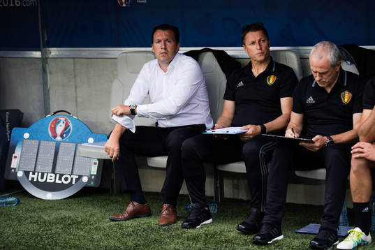 Belgiens förbundskapten Marc Wilmots i fotbollsmatchen