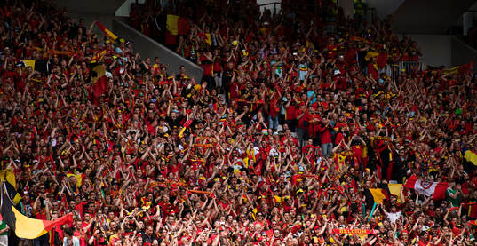 Belgiska supportrar i fotbollsmatchen mellan Belgien och