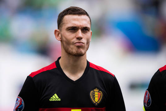 Belgiens Thomas Vermaelen i fotbollsmatchen mellan Belgien