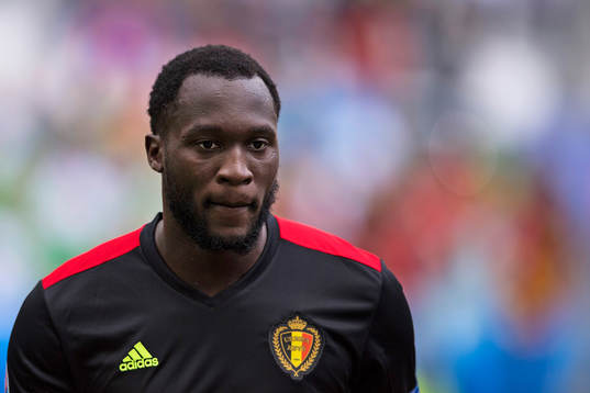 Belgiens Romelu Lukaku  i fotbollsmatchen mellan Belgien