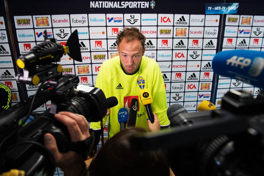 Andreas Granqvist på Sveriges fotbollslandslags pressträff