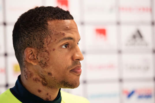 Martin Olsson på Sveriges fotbollslandslags pressträff