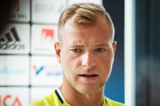 John Guidetti på Sveriges fotbollslandslags pressträff