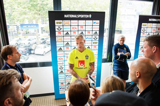 John Guidetti på Sveriges fotbollslandslags pressträff