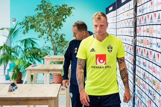 John Guidetti på Sveriges fotbollslandslags pressträff