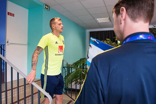 John Guidetti på Sveriges fotbollslandslags pressträff