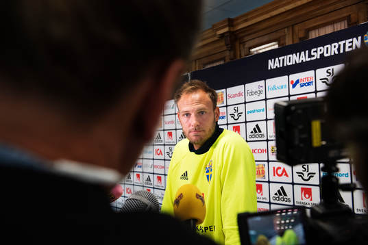 Andreas Granqvist på Sveriges fotbollslandslags pressträff