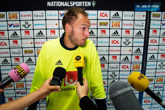Andreas Granqvist på Sveriges fotbollslandslags pressträff
