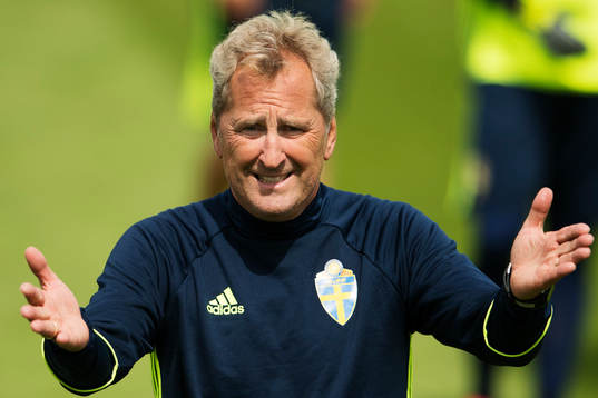 Förbundskapten Erik Hamrén på Sveriges fotbollslandslags