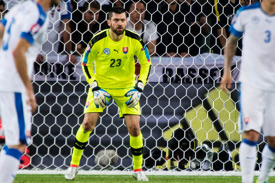 Slovakiens målvakt Matus Kozacik  i fotbollsmatchen mellan