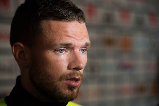 Marcus Berg i mixed zone