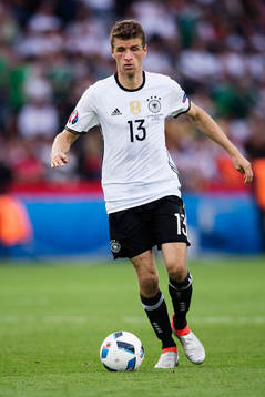 Tysklands Thomas Muller  i fotbollsmatchen mellan