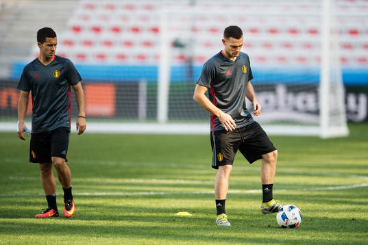 Eden Hazard och Thomas Vermaelen på Belgiens