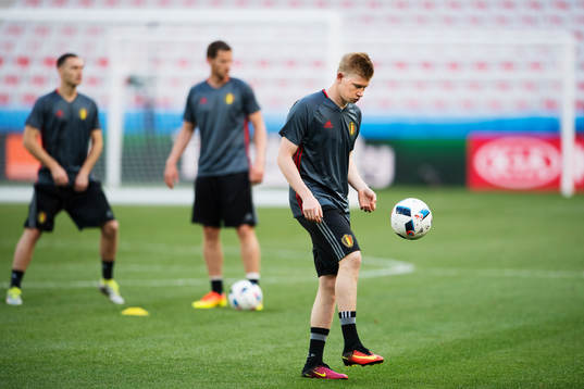 Kevin de Bruyne på Belgiens fotbollslandslags träning
