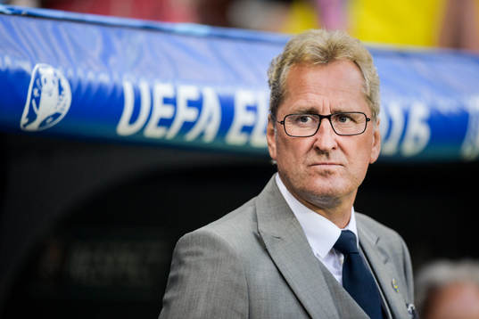 Sveriges förbundskapten Erik Hamrén i fotbollsmatchen