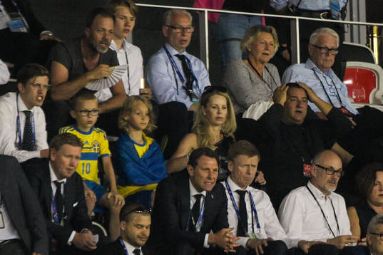 Sveriges Zlatan Ibrahimovic (ej i bild) fru Helena Seger