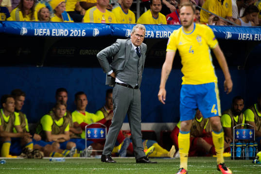 Sveriges förbundskapten Erik Hamrén i fotbollsmatchen