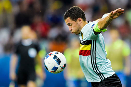 Belgiens Eden Hazard i fotbollsmatchen mellan Sverige och
