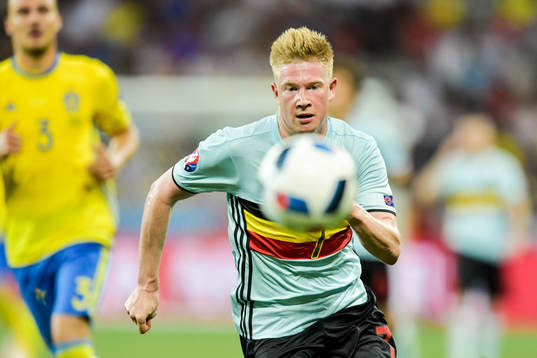 Belgiens Kevin de Bruyne i fotbollsmatchen mellan Sverige