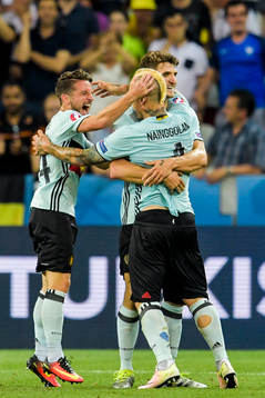 Belgiens Dries Mertens, Radja Nainggolan och Thomas Meunier