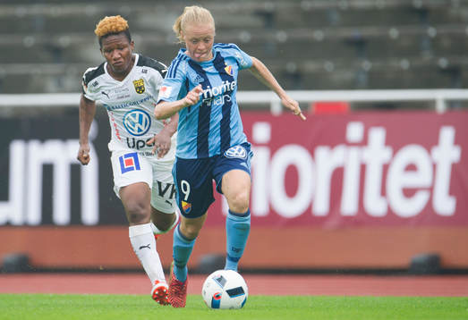Djurgårdens Mia Jalkerud och Rita Chikwelu