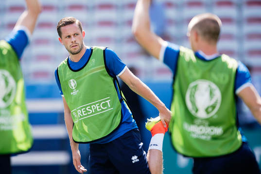 Gylfi Sigurdsson på Islands fotbollslandslags träning