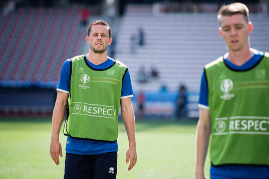 Gylfi Sigurdsson  på Islands fotbollslandslags träning