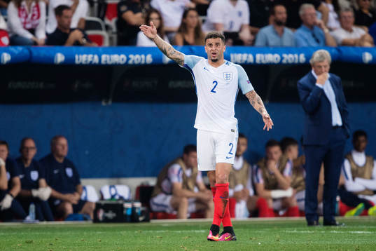 Englands Kyle Walker reagerar