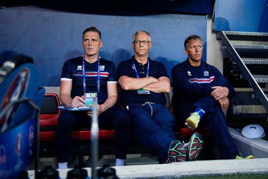 Islands förbundskaptener  Lars Lagerbäck och Heimir