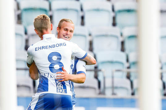 IFK Göteborgs Sören Rieks och Gustav Engvall jublar