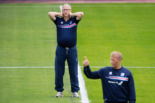 Förbundskaptener Lars Lagerbäck och Heimir Hallgrimsson
