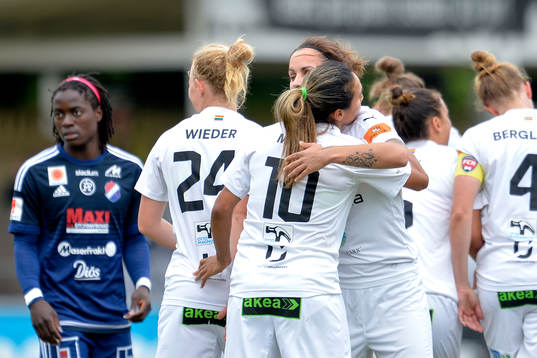 Rosengårds Marta Viera Da Silva och Natasa Andonova jublar