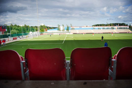 Interiör av Södertälje Fotbollsarena