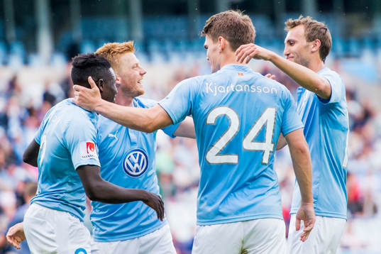 Malmö FFs Pa Konate, Anders Christiansen, Magnus Wolff