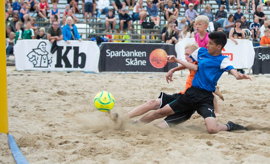 Närkamp  i matchen i beachsoccer med IFK Hässleholms