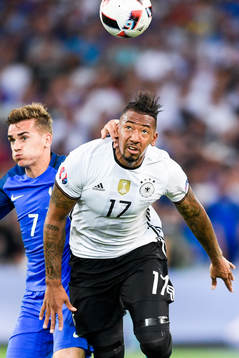 Frankrikes Antoine Griezmann och Tysklands Jerome Boateng