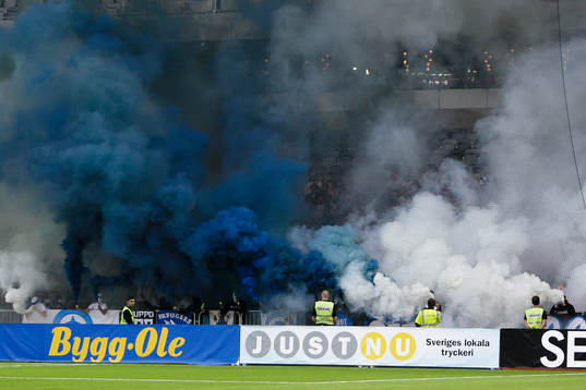 Norrköpings supportrar före fotbollsmatchen i Allsvenskan