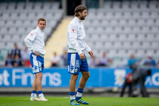 IFK Göteborgs Mattias Bjärsmyr på uppvärmningen innan